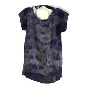 Refinery Purple Silk Tie Dye Short Sleeve Blouse